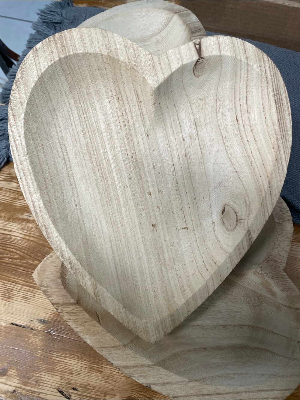 Heart-Shaped Wooden Serving Bowl - Natural Wood